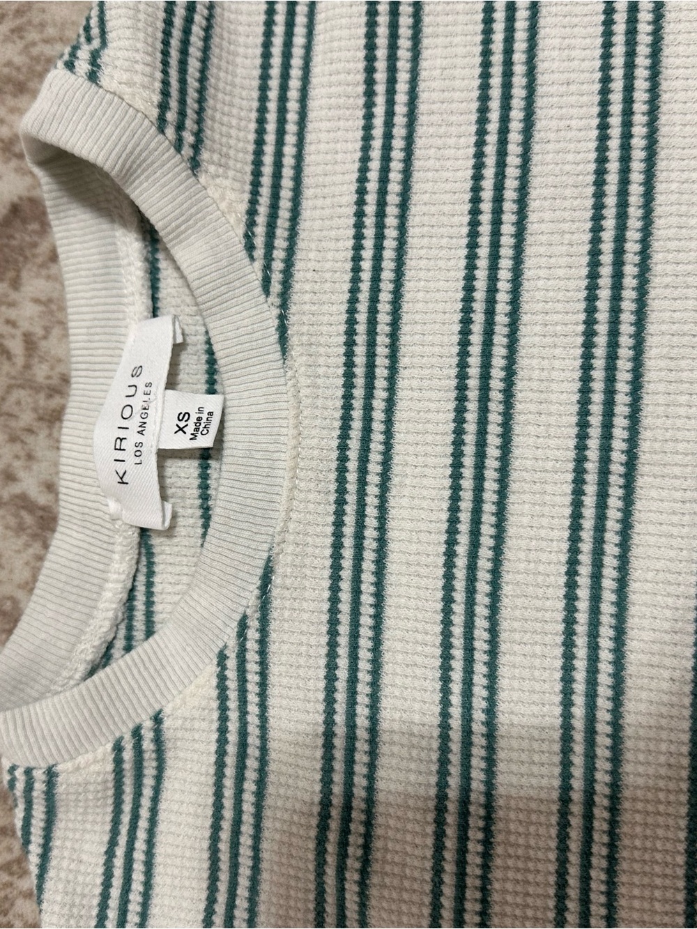 KIRNOUS Green-Striped Ribbed Crop Top - XS
